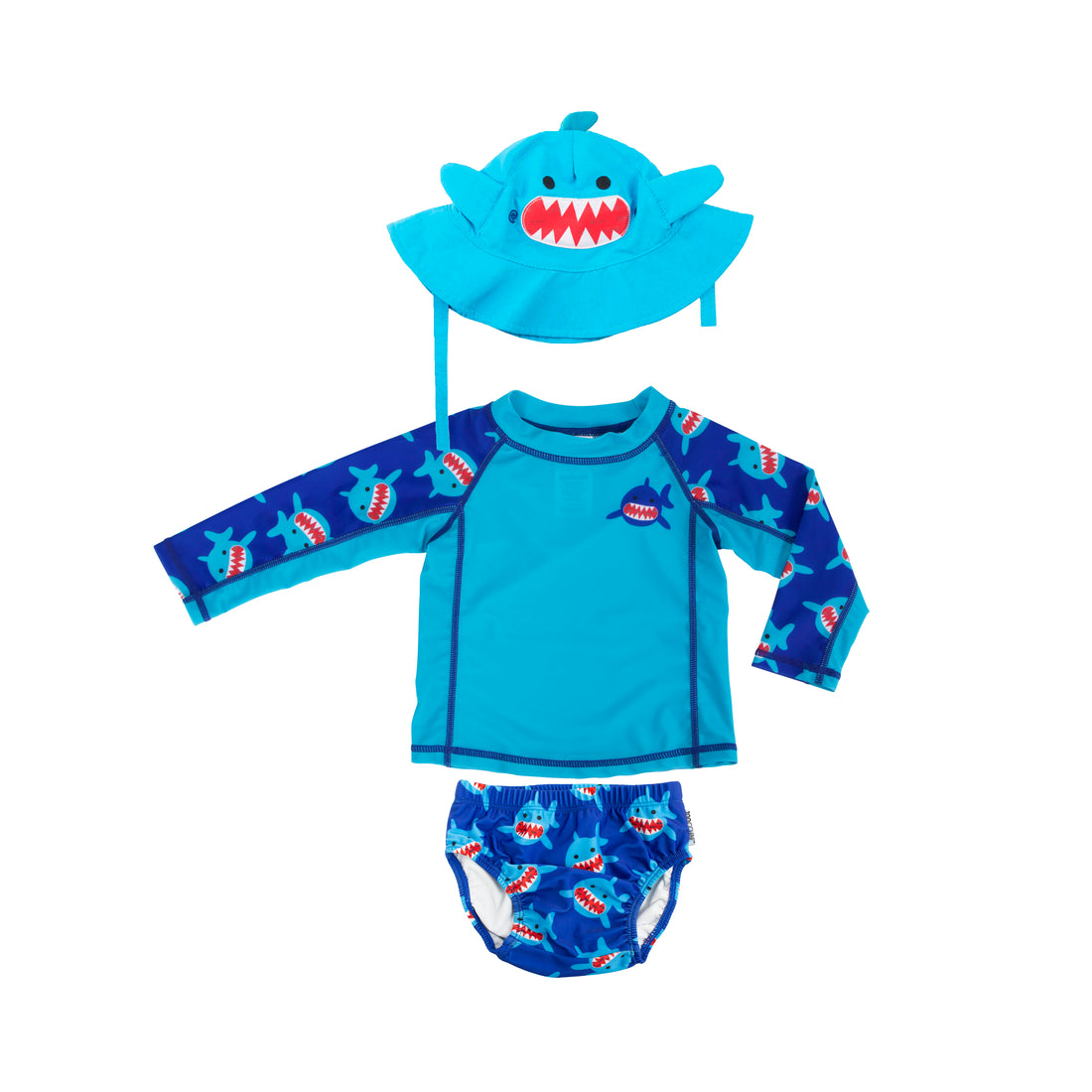 Zoocchini - Baby Swim Set – Rash Guard Top, Swim Diaper &amp; Sun Hat - (12-24M)
