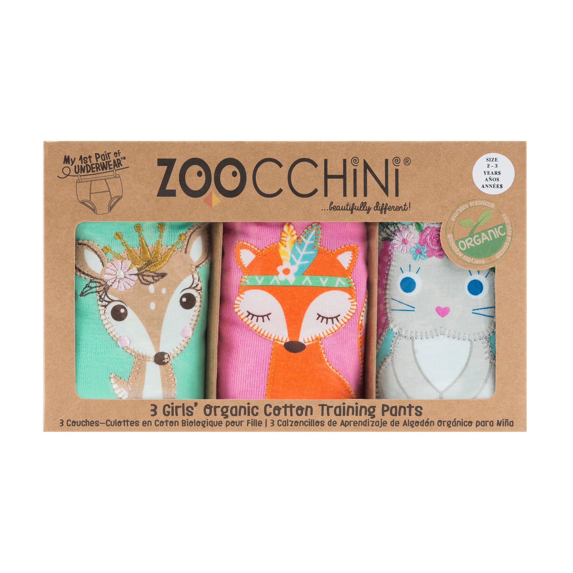 Zoocchini - 3 Piece Organic Potty Training Pants Set - Girls - 2T/3T