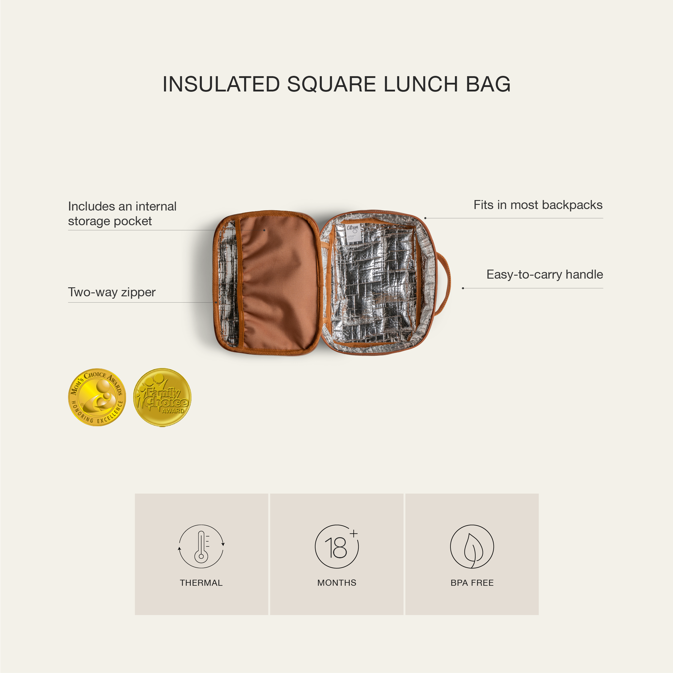 Citron 2024 Insulated Square Lunch Bag