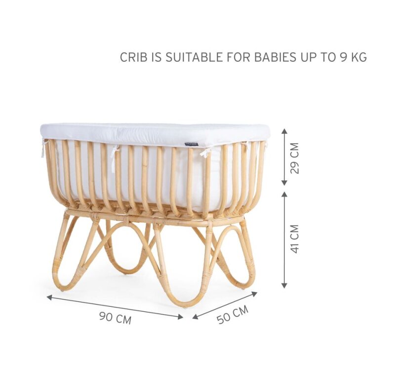 Childhome Rattan Cradle 80x40 + Mattress + Cover Off White. Shop now available in online