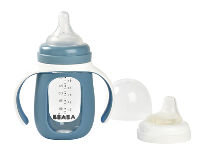 Beaba 2-in-1 Learning Bottle 210ml + Silicone Sleeve, Care: Washing by hand is recommended 