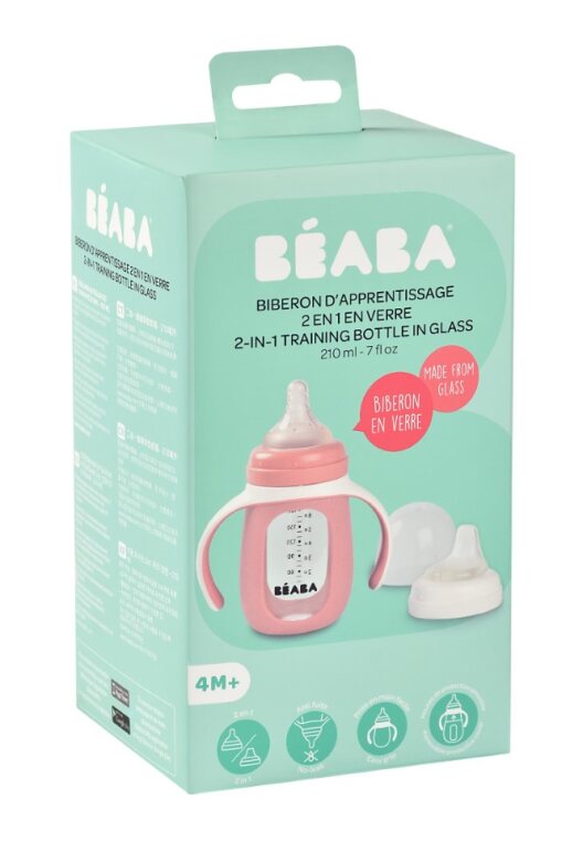 Beaba 2-in-1 Learning Bottle 210ml + Silicone Sleeve, Fully demountable: hygienic, easy to clean