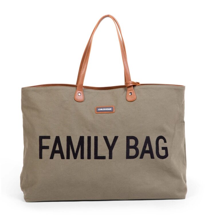 Childhome Family Bag (Kaki Canvas) - Weekender bag in a casual khaki canvas material