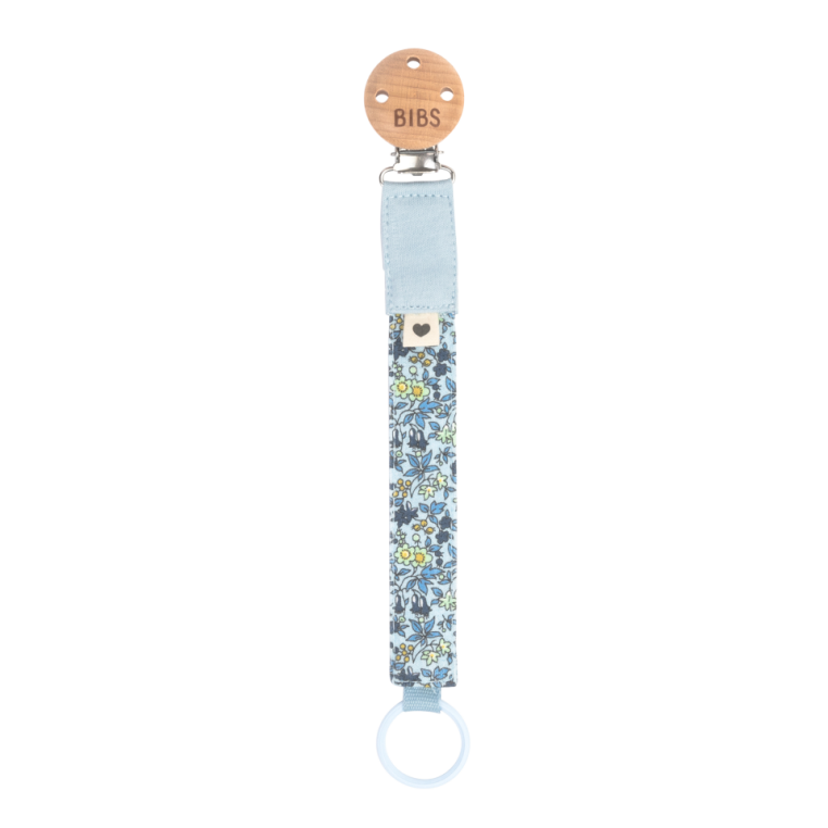 BIBS x Liberty Pacifier Clip Chamomile Lawn Baby Blue Color