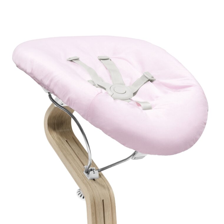 Stokke Nomi Newborn Set in cozy position for baby - White Grey Pink