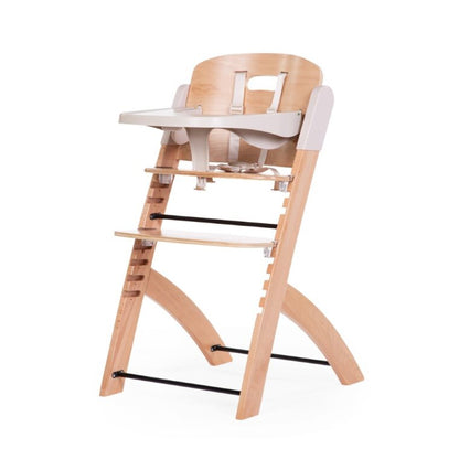 Childhome Evosit High Chair (Natural) - Adjustable wooden high chair for babies and toddlers in a natural wood finish.