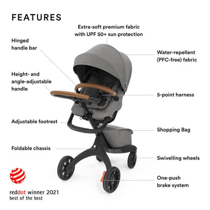 Stokke Xplory X Stroller: Black chassis with black seat and canopy