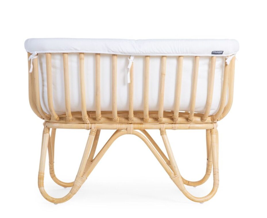 Buy Childhome Rattan Cradle 80x40 + Mattress + Cover Off White available online in UAE