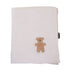 Childhome Baby Blanket: Ecru and beige muslin cotton blanket with a teddy bear sewn on