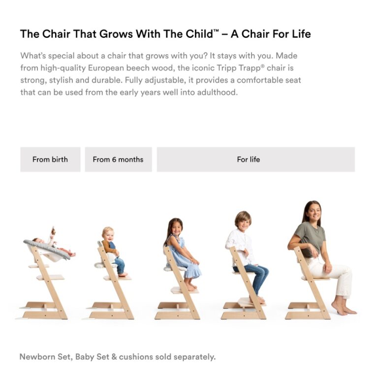 Stokke Tripp Trapp Chair with a toddler sitting in it