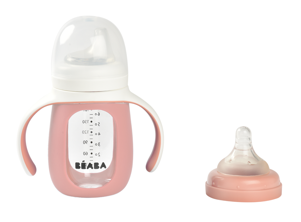 Beaba 2-in-1 Learning Bottle 210ml + Silicone Sleeve Old Pink