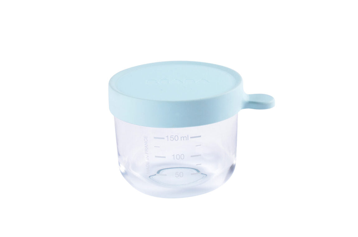 Beaba Conservation Jar Glass 150ml Light Blue