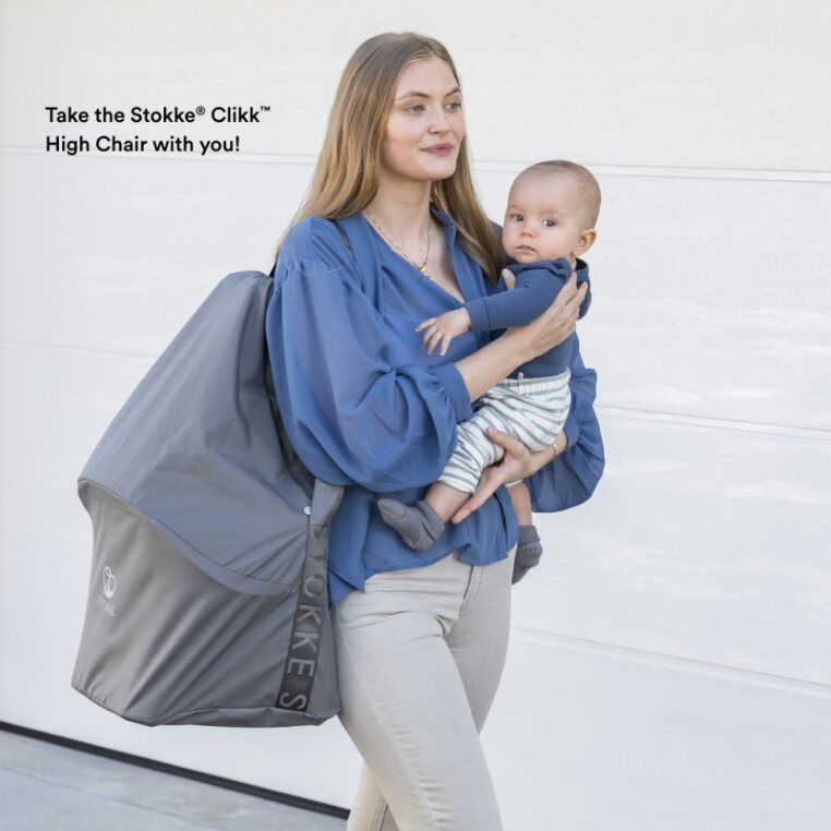 Stokke Clikk High Chair in Travel Bag: Stokke Clikk High Chair securely stored in the travel bag.