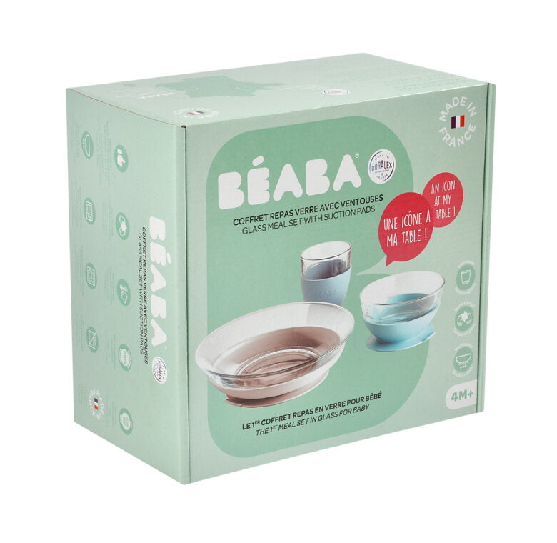 Beaba Glass Meal Set, Glass tableware, healthy and hygienic material which is scratch-resistant, odourless and stain-free. Now available online in UAE