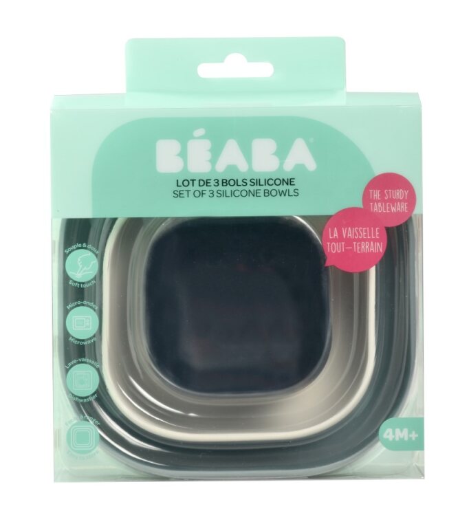 Beaba Silicone 3 Piece Nesting Bowl Set, Easy to clean and unbreakable. Now available online in UAE