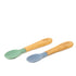 Citron Organic Bamboo Spoons Set of 2 Green/Dusty Blue Color