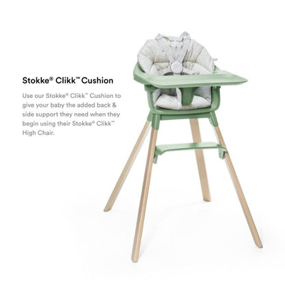 Stokke Clikk Cushion in use on a Stokke Tripp Trapp Chair