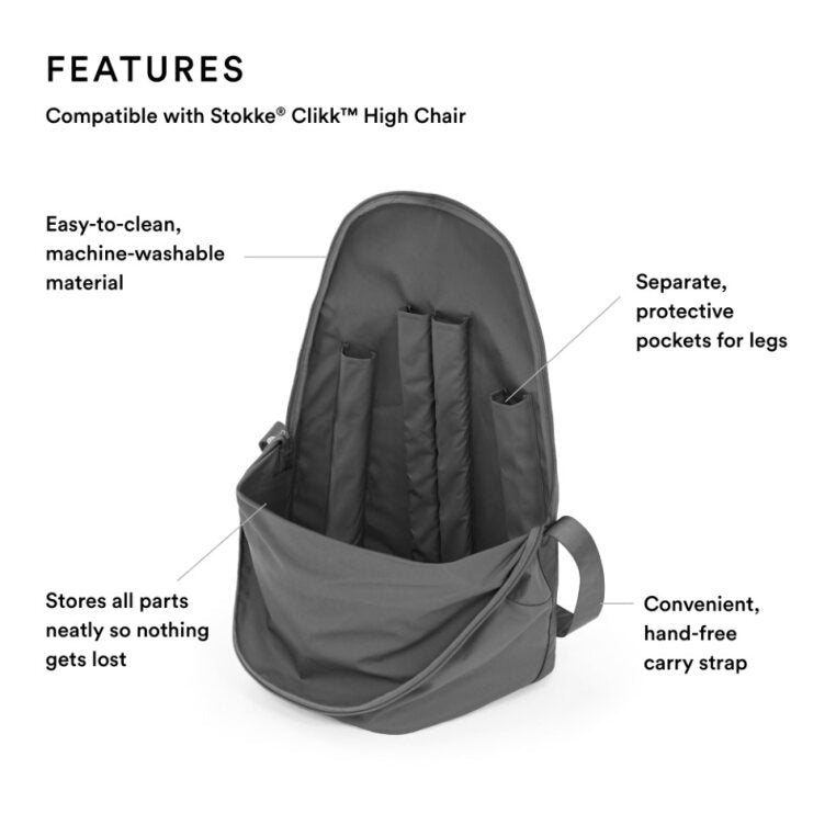 Stokke Clikk Travel Bag with Zipper: Large zipper for easy access to your Stokke Clikk High Chair.