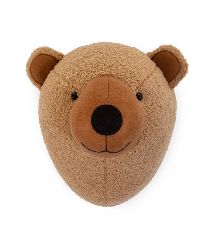 Childhome Felt Head Wall Deco Teddy Bear - Adorable brown teddy bear shaped wall decoration made of soft felt.