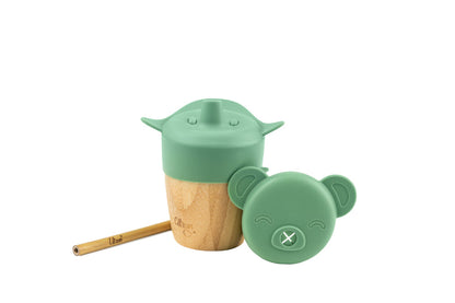 Citron Organic Bamboo Cup W Lids Pastel Green Color