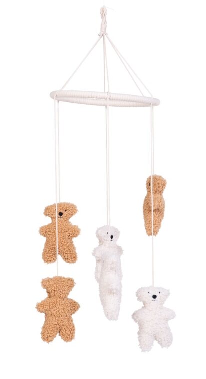 Childhome Baby Mobile: Hanging Mobile with Plush Teddy Bears