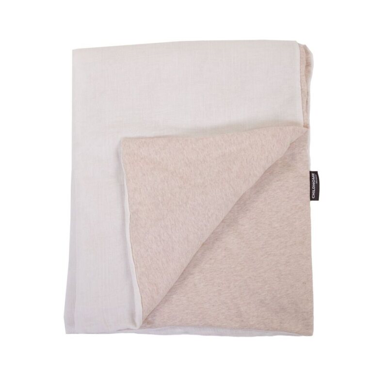 Beige muslin Childhome baby blanket with a teddy bear figure.