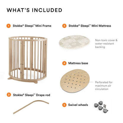 Stokke Sleepi Mini Crib with Breathable Mesh Sides for Ventilation