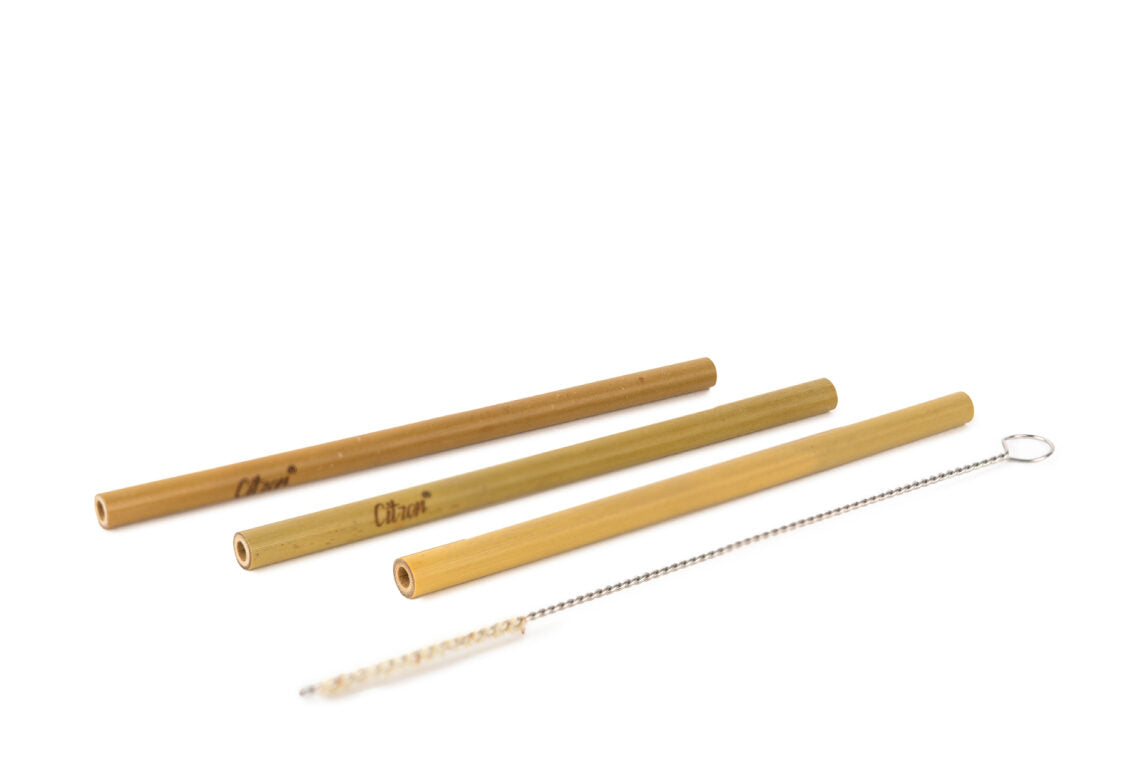 Citron Organic Bamboo Set of 3 Straws + Brush. Now available online in UAE