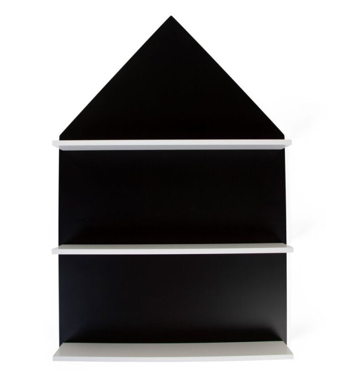 Childhome House Wall Shelf with a black chalkboard roof and house-shaped shelf.