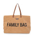 Childhome Family Bag (Teddy Brown) - Weekender bag in a warm brown teddy bear fabric with shoulder strap and grab handles.