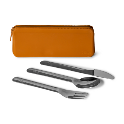 Citron 2023 Stainless Steel Cutlery with Pouch Caramel Color