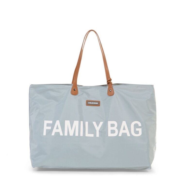 Childhome Family Bag (Grey/Off White) - Spacious travel tote in a modern grey and off-white color combination