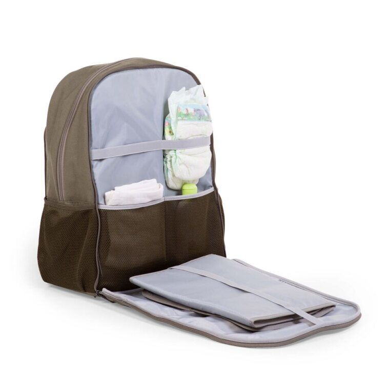 Childhome Daddy Backpack - Stylish backpack for dads, displayed open with compartments.