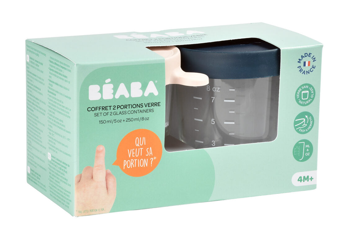 Beaba Conservation Jar Glass Set of 2 150ml / 250ml, Supple lid, easy to clip on: airtight closure to preserve flavors and aromas. Now available Online in UAE