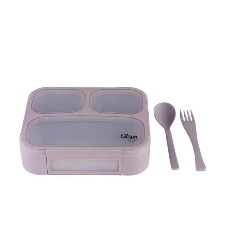 Citron 2022 Lunchbox with Fork and Spoon Purple color, Shop now in UAE