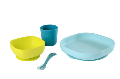 Beaba Silicone Meal Set of 4, Design and shape developed to help guide the scooping of food. Now available online in UAE