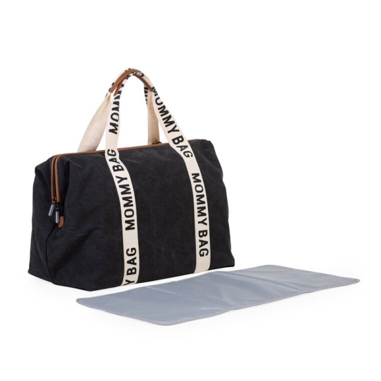 Childhome Mommy Bag Signature Canvas - Black Variant