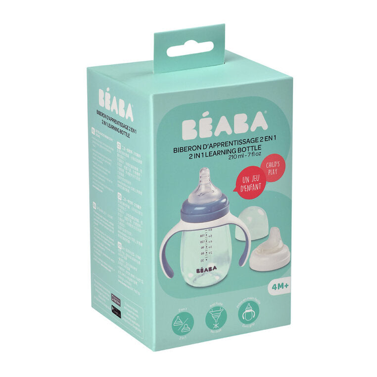 Beaba 2-in-1 Learning Cup, 210 ml with handles: L120 x W70 x H147 mm