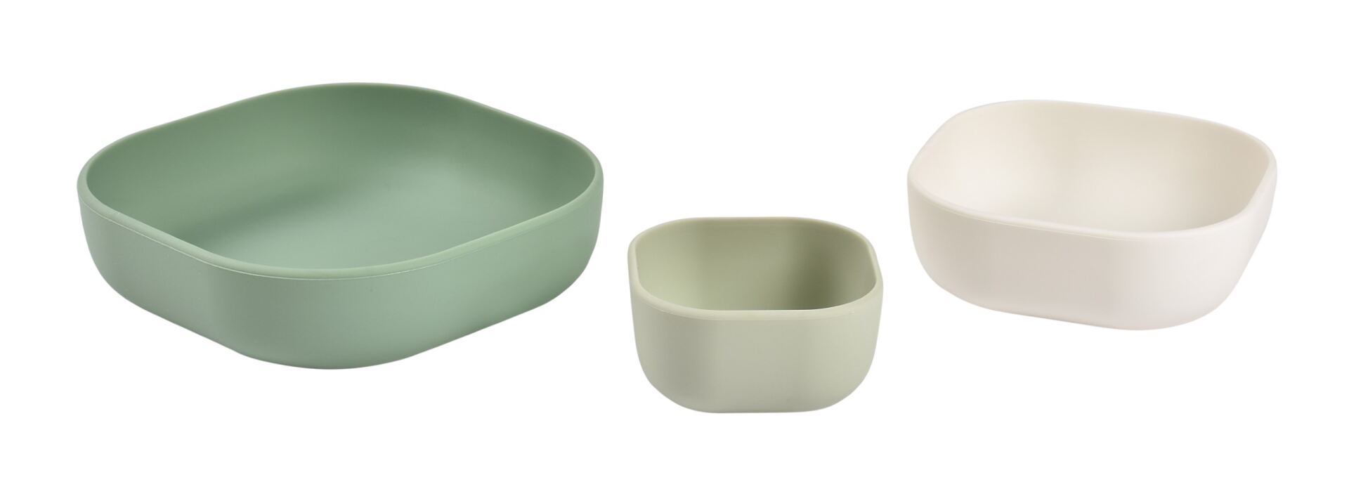 Beaba Silicone 3 Piece Nesting Bowl Set, Ergonomic shapes: to help baby learn to eat. Now available online in UAE