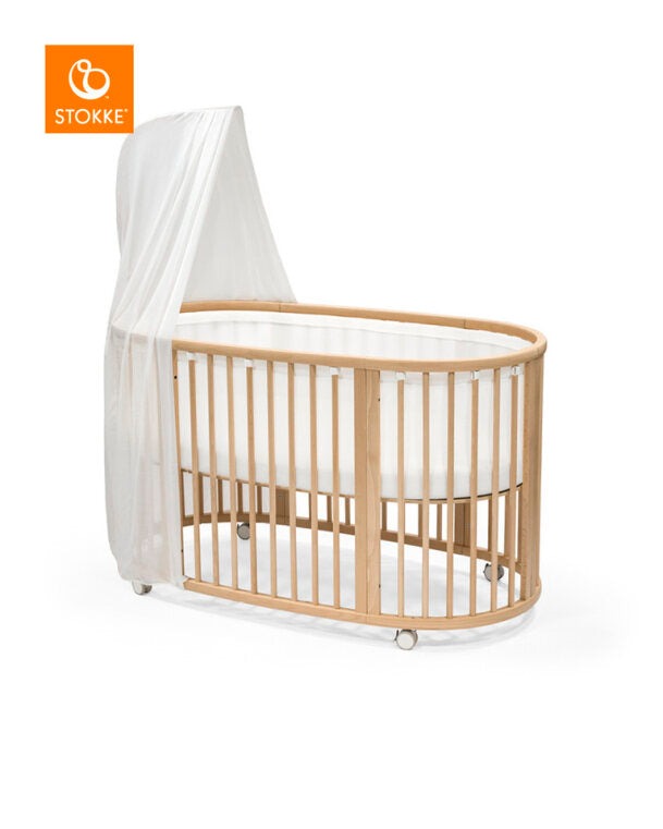 Stokke Sleepi Canopy with baby sleeping underneath