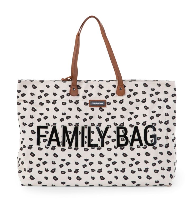 Childhome Family Bag (Canvas Leopard) - Large travel bag featuring a stylish leopard print on canvas