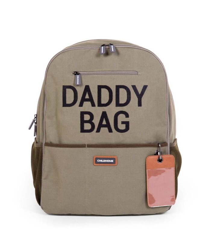 Childhome Daddy Backpack - Model wearing the backpack, showcasing its overall design.