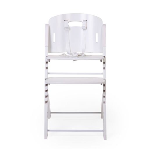 Childhome Evosit High Chair (White) - Front view of an adjustable white high chair for babies and toddlers with a comfortable seat fabric.