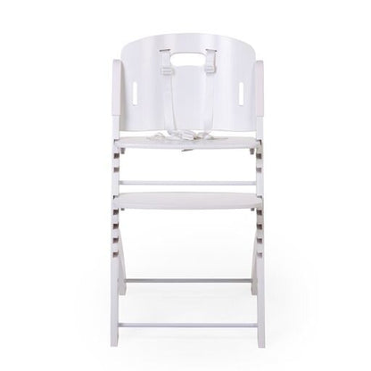 Childhome Evosit High Chair (White) - Front view of an adjustable white high chair for babies and toddlers with a comfortable seat fabric.