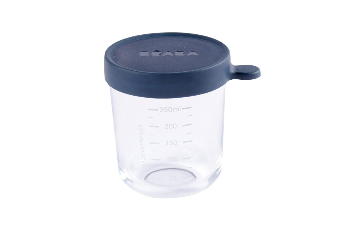 Beaba Conservation Jar Glass 250ml Dark Blue color