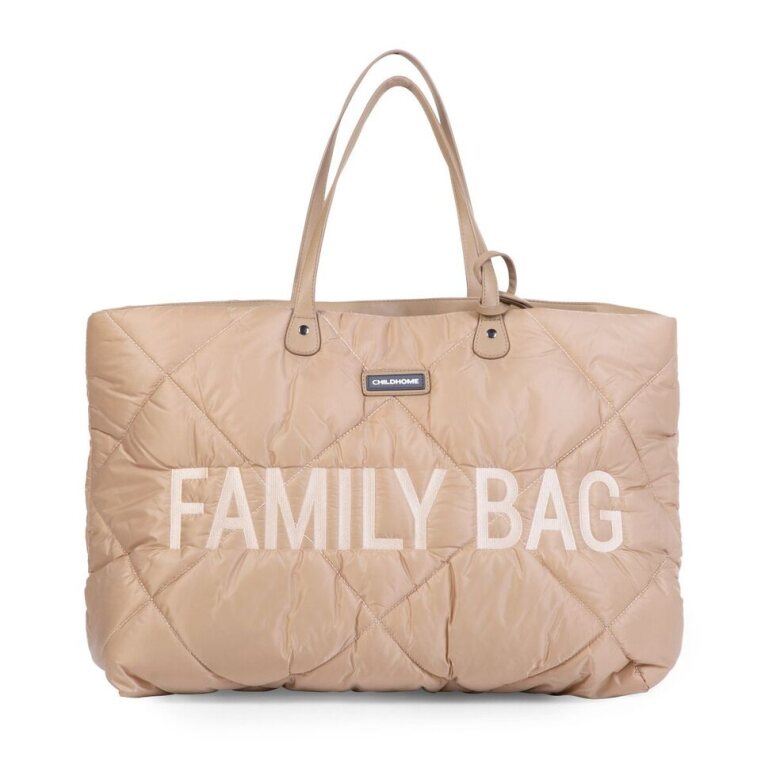 Childhome Family Bag (Puffered Beige) - Weekender bag in a beige puffer material with a stylish look