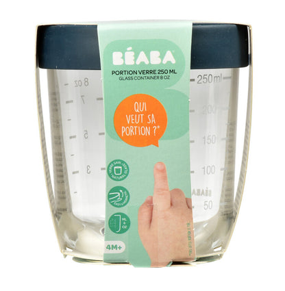 Beaba Conservation Jar Glass 250ml, Supple lid, easy to clip on: airtight closure to preserve flavors and aromas. Now available online in UAE