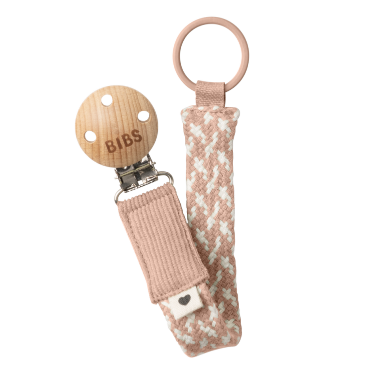 Bibs Pacifier Clip Blush/Ivory Color