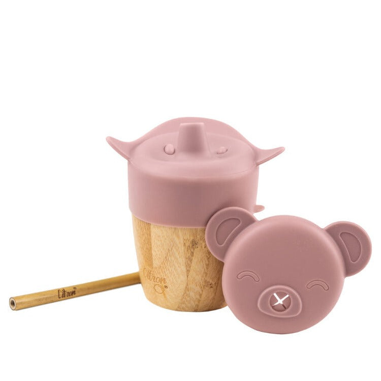 Citron Organic Bamboo Cup W Lids Blush Pink Color