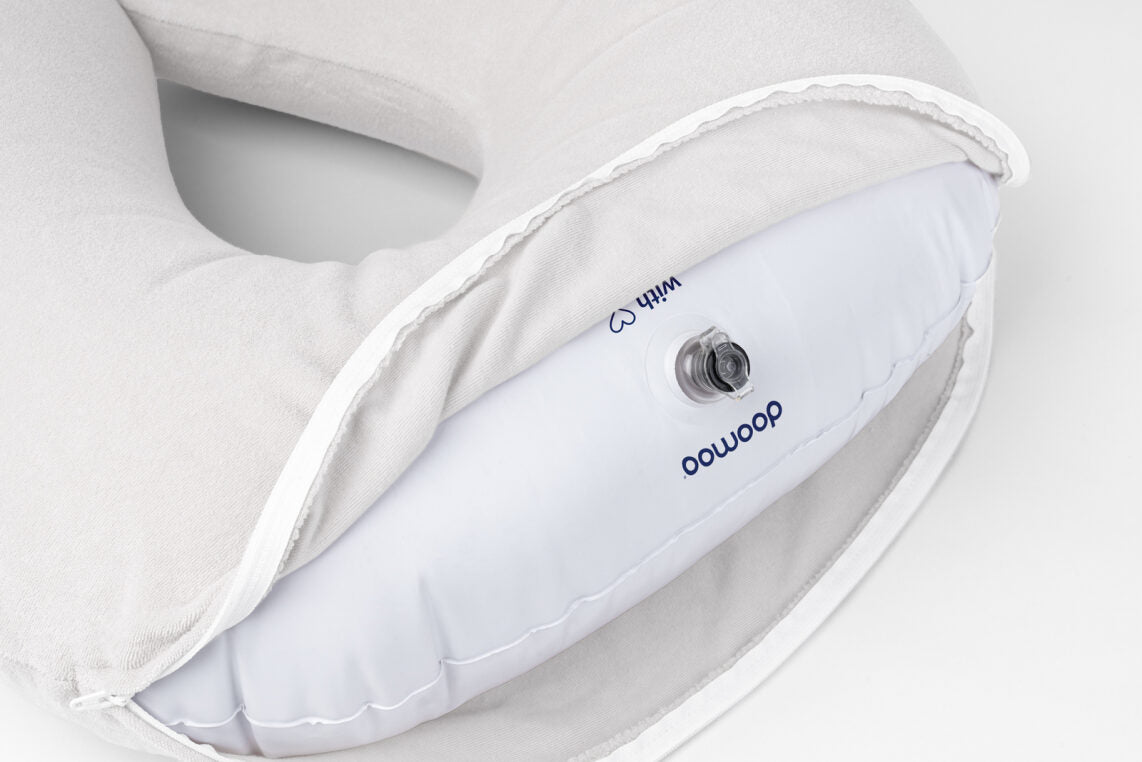 Close-up of soft organic terrycloth cover of Doomoo Nursing Air Pillow.